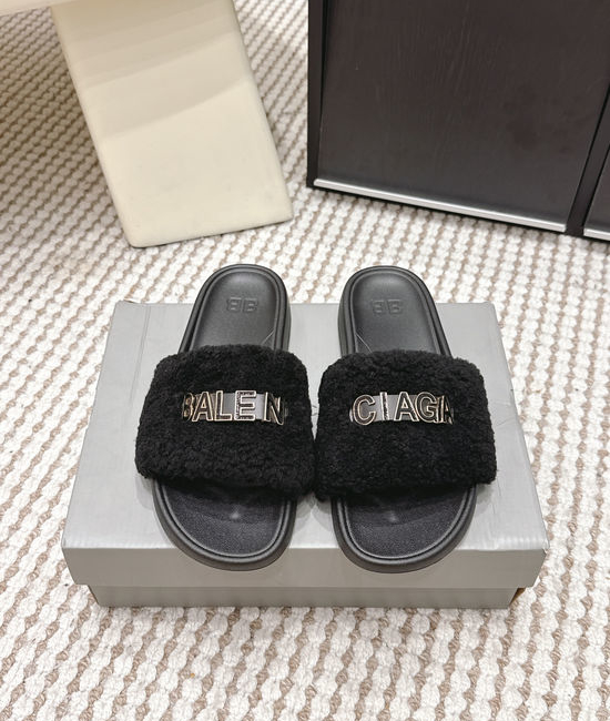 Balenciaga Plush Fleece Lined Warm Non-slip Indoor Outdoor Slippers