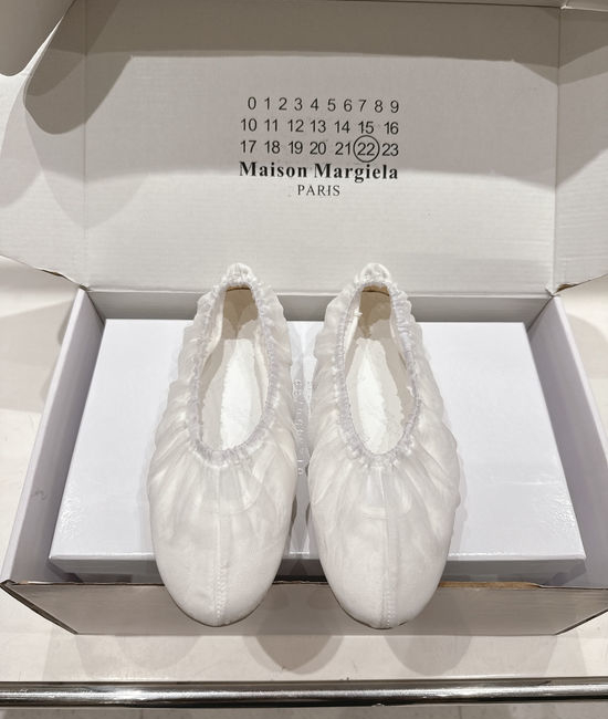 Maison Margiela MM6 Silk Fabric Ruched Elastic Mary Jane Ballet Flats
