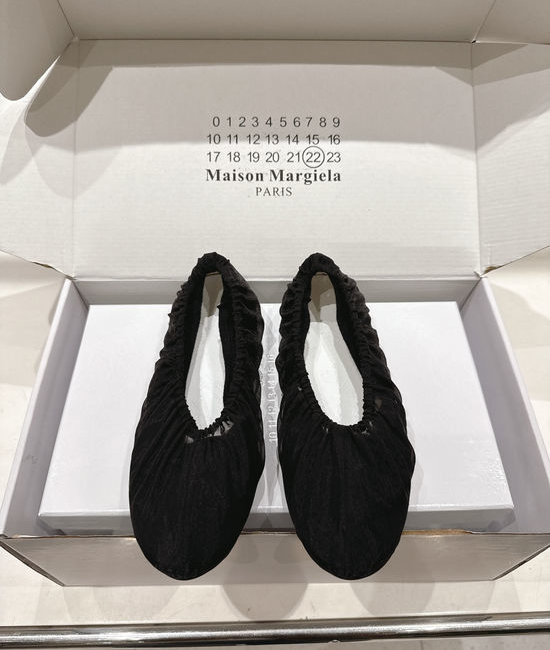 Maison Margiela MM6 Silk Fabric Ruched Elastic Mary Jane Ballet Flats