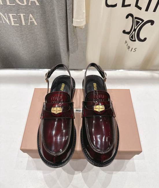 Miu Miu Leather Embellished Backless Loafer Slides