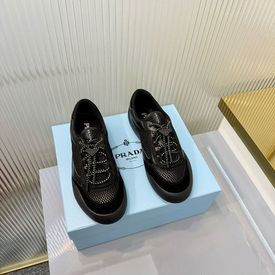 Prada Vintage Printed Canvas Thick Sole Casual Sneakers