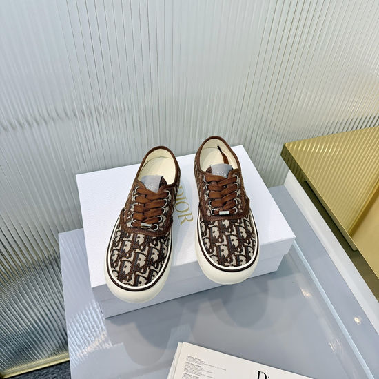 Christian Dior Vintage Printed Canvas Lace-up Casual Sneakers