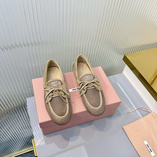 Miu Miu Breathable Mesh Bow Slip On Casual Loafers