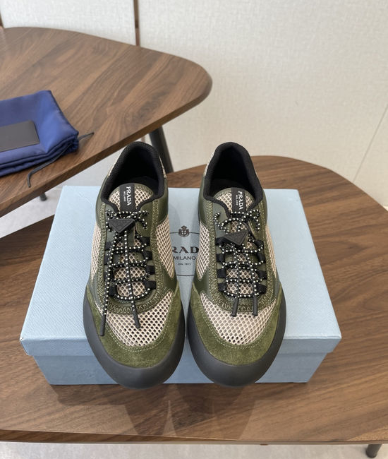 Prada Vintage Leather Mesh Breathable Versatile Daily Training Shoes