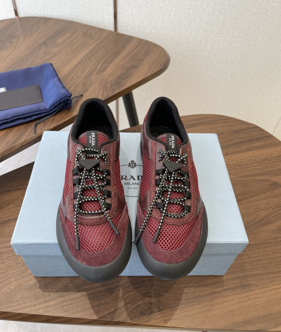 Prada Vintage Leather Mesh Breathable Versatile Daily Training Shoes