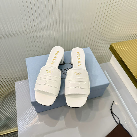 Prada Block Heel Backless Slip On Sandals Premium Quality