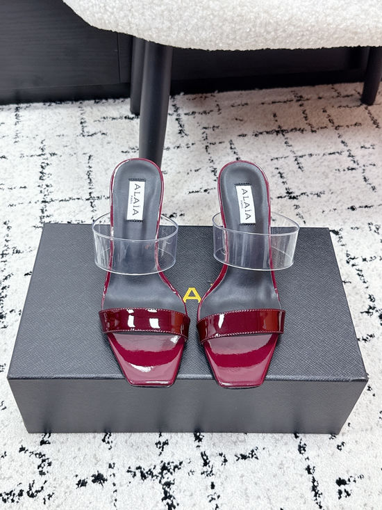 Alaia PVC Heart Decor Stiletto Heel Open Toe Mules
