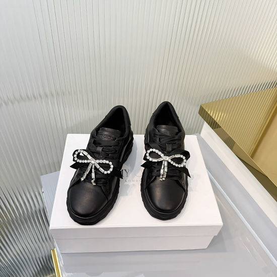 Jimmy Choo Luxury Leather Sneakers With Rhinestone And Pearl Details