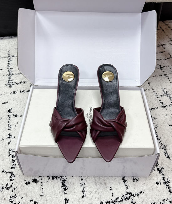 Yves Saint Laurent YSL Pointed Toe Knotted Stiletto Mule Shoes