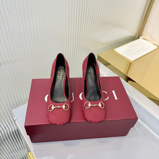 Gucci White Leather Square Toe Block Heel Dress Pumps