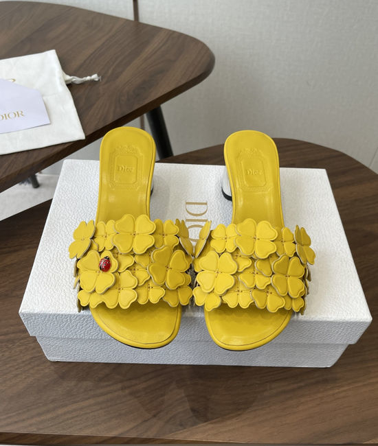 Christian Dior CD Floral Decor Flat Sandals Genuine Leather Lining Durable Outsole