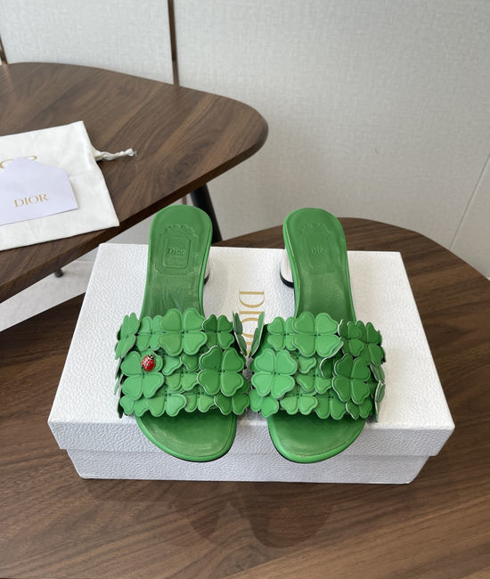 Christian Dior CD Floral Decor Flat Sandals Genuine Leather Lining Durable Outsole