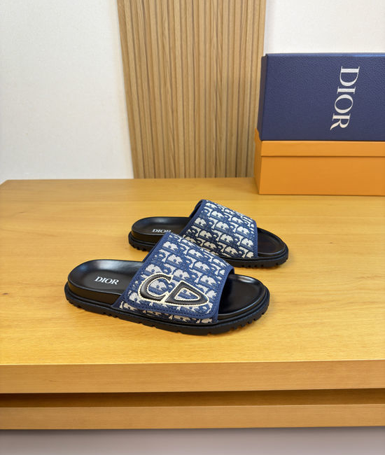 Christian Dior CD Adjustable Hook Loop Slides Comfortable Durable Outsole