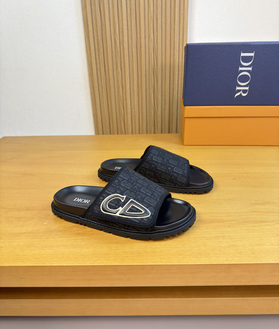 Christian Dior CD Adjustable Hook Loop Slides Comfortable Durable Outsole