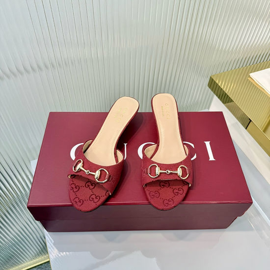 Gucci Classic Buckle Decor Canvas Comfortable Low Heel Sandals