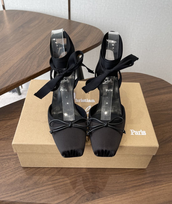 Christian Louboutine Bow Decor High Heel Pumps Silk Upper Premium Leather Lining