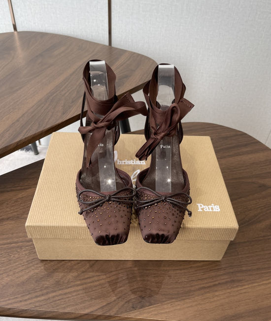 Christian Louboutine Bow Decor High Heel Shoes Silk Upper Comfortable Leather Lining