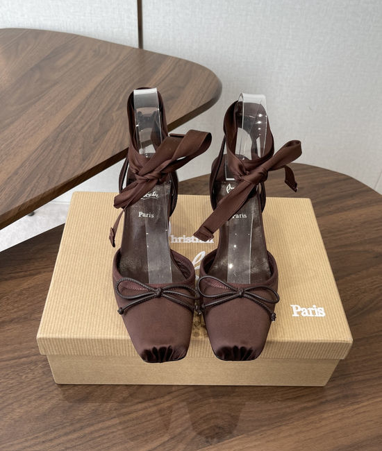 Christian Louboutine Bow Decor High Heel Shoes Silk Upper Comfortable Leather Lining