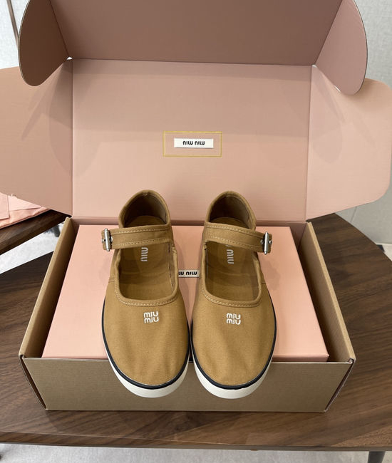 Miu Miu Rhinestone Embroidered Canvas Shoes with Square Toe