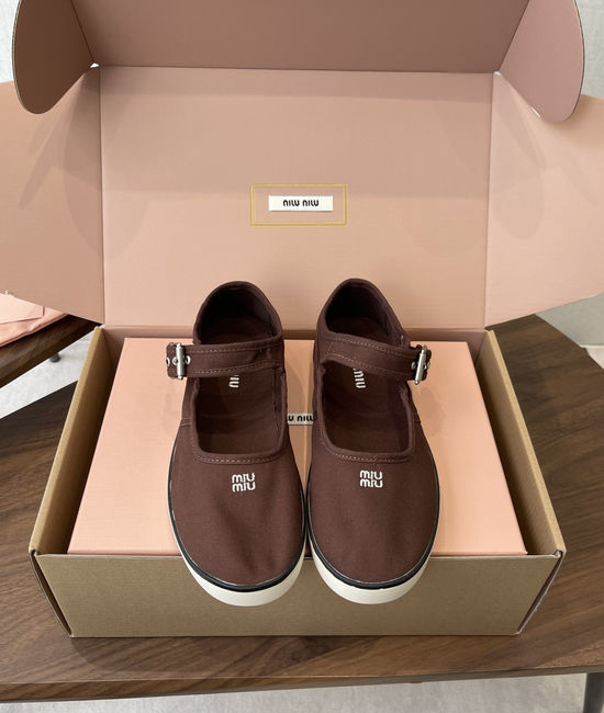 Miu Miu Rhinestone Embroidered Canvas Shoes with Square Toe