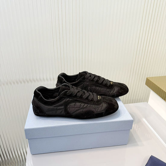 Prada Printed Canvas Thick Sole Casual Sneakers With Emblem