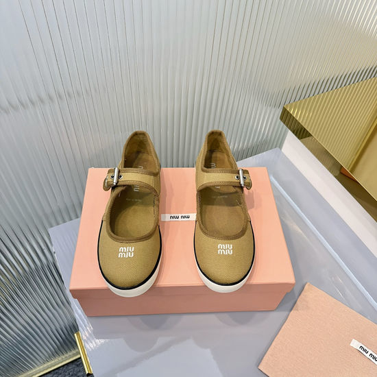 Miu Miu Thick Sole Canvas Casual Sneakers With Logo Accents