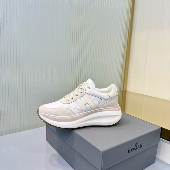 Hogan Leather Thick Sole Comfortable Casual Sneakers