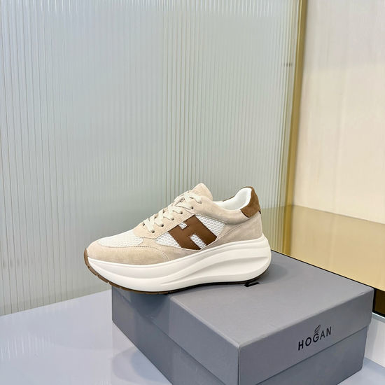 Hogan Leather Thick Sole Comfortable Casual Sneakers