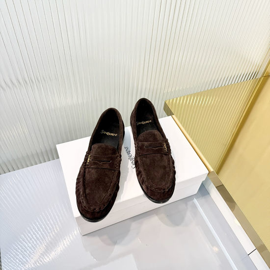 Yves Saint Laurent YSL Wrinkled Loafers with Metal Accent