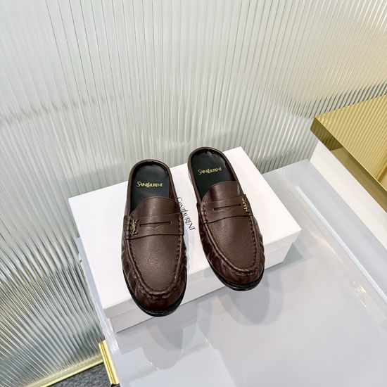 Yves Saint Laurent YSL Wrinkled Loafers with Metal Accent
