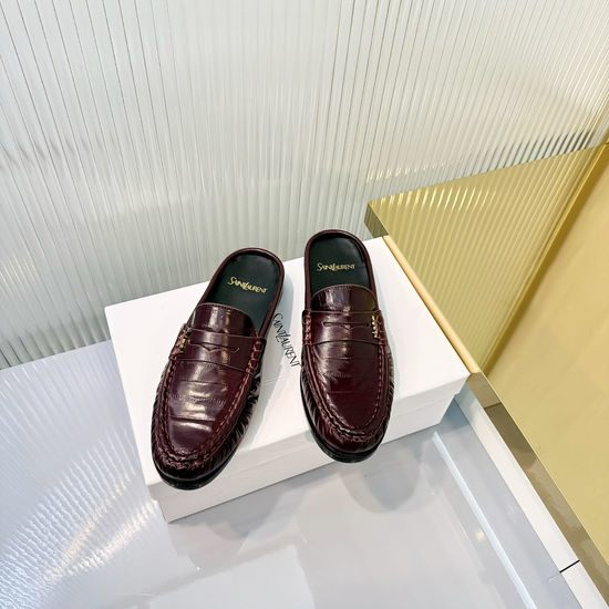 Yves Saint Laurent YSL Wrinkled Loafers with Metal Accent