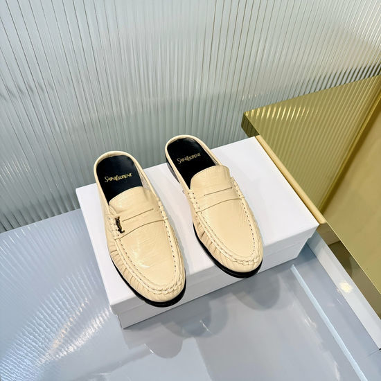 Yves Saint Laurent YSL Wrinkled Loafers with Metal Accent