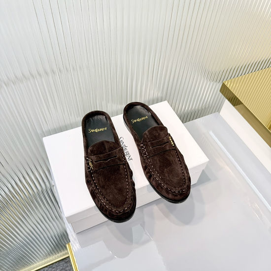 Yves Saint Laurent YSL Wrinkled Loafers with Metal Accent