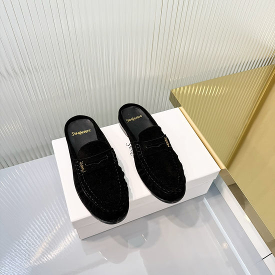 Yves Saint Laurent YSL Wrinkled Loafers with Metal Accent