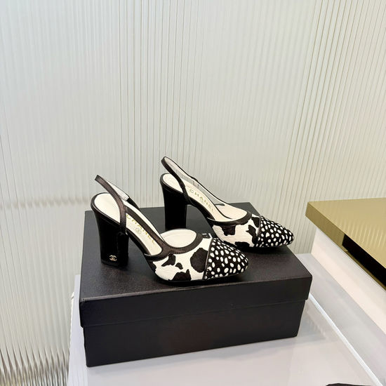 Chanel Premium Pony Hair Color Block Low Heel Sandals