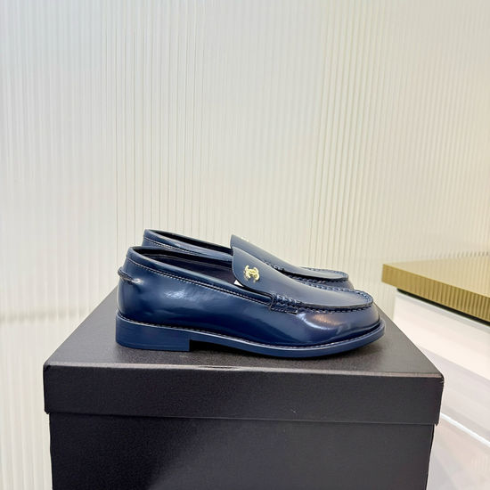 Chanel Patent Leather Loafers with Decorative Hardware Buckle