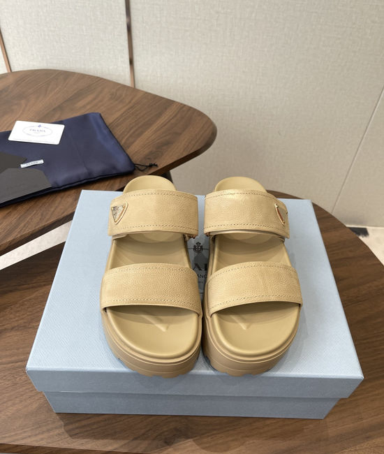 Prada Classic Platform Slides with Suede Upper Non-slip Sole