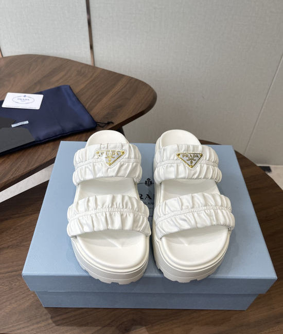 Prada Classic Platform Slides with Sheepskin Upper Non-slip Sole