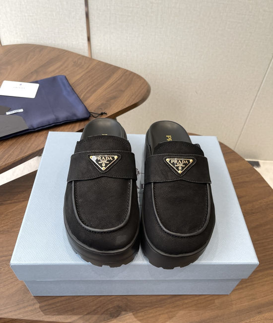 Prada Vintage Closed Toe Slide Shoes Suede Upper Casual Wear