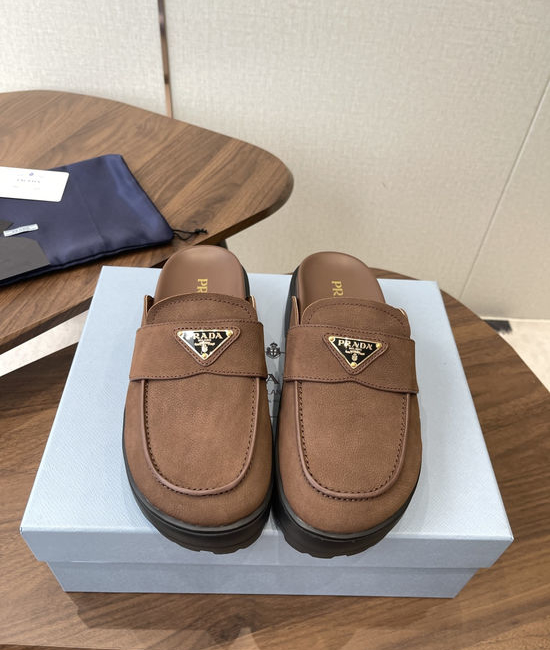 Prada Vintage Closed Toe Slide Shoes Suede Upper Casual Wear