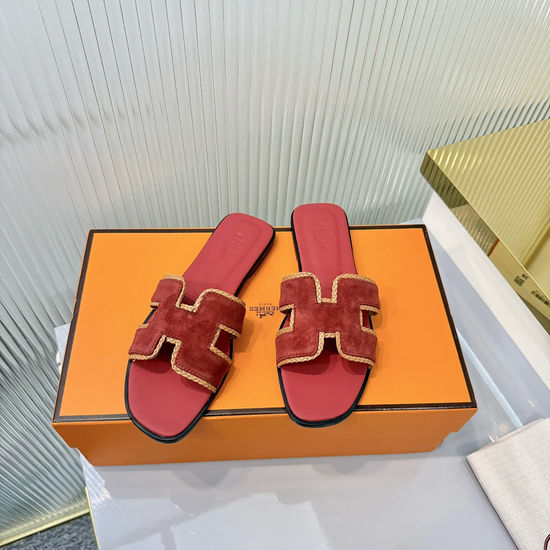 Hermes Premium Woven Slide Sandals with Luxe Details