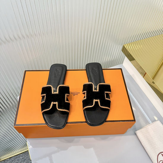 Hermes Premium Woven Slide Sandals with Luxe Details