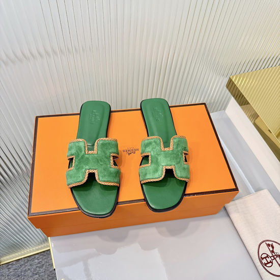 Hermes Premium Woven Slide Sandals with Luxe Details