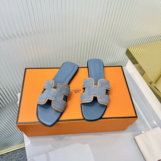 Hermes Premium Woven Slide Sandals with Luxe Details
