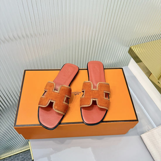 Hermes Premium Woven Slide Sandals with Luxe Details