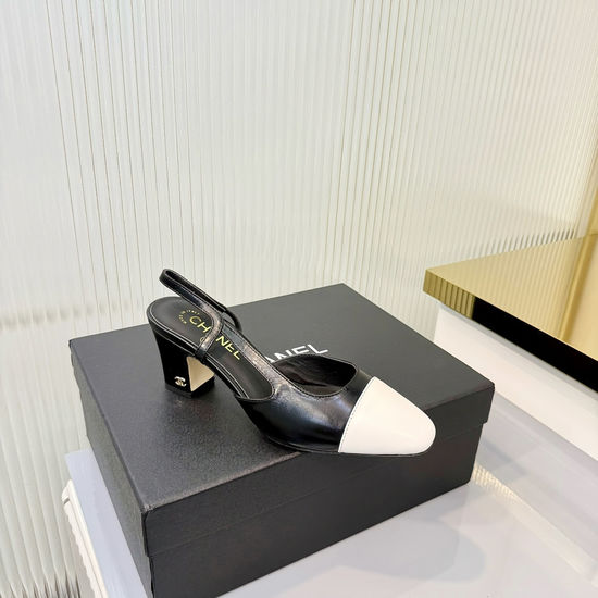 Chanel Timeless Slingback Mid Heel Premium Leather Shoes