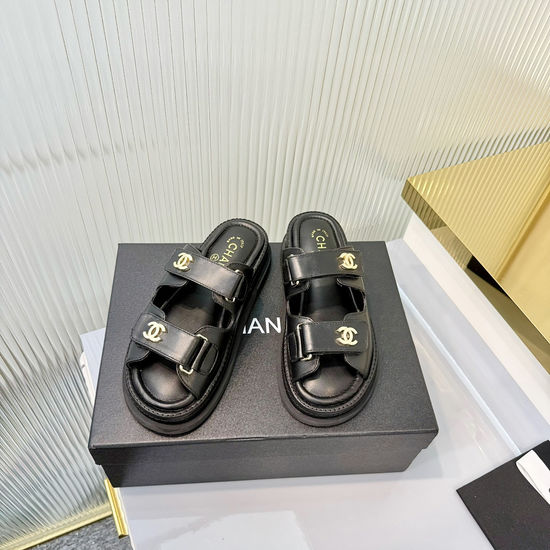 Chanel Premium Shearling Lined Platform Casual Sandals