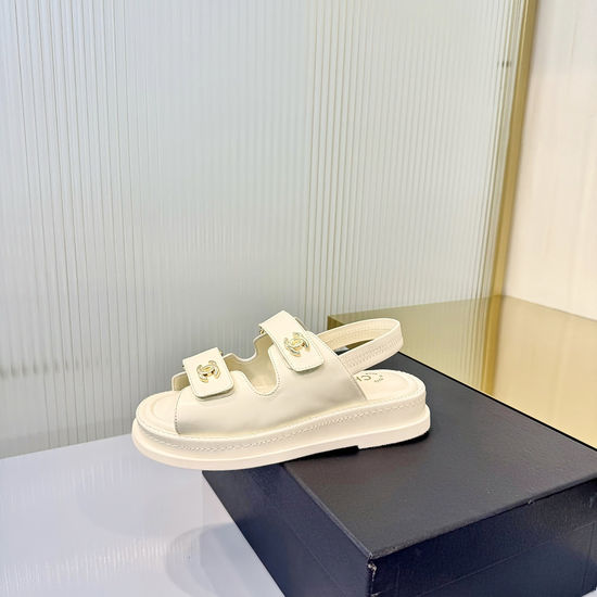 Chanel Premium Shearling Lined Platform Casual Sandals