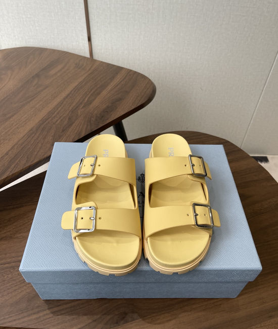 Prada Woven Platform Sandals with Buckle Detail Durable Outsole