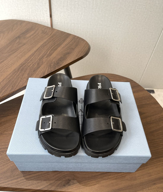 Prada Woven Platform Sandals with Buckle Detail Durable Outsole